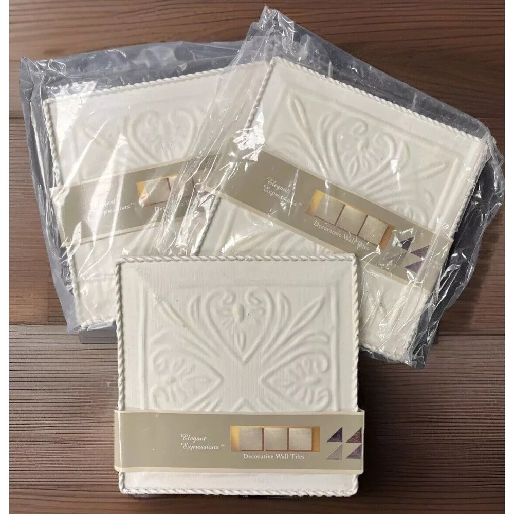 Decorative Metal Wall Tiles Paintable Cottage Core Lot of 3 Arts & Crafts 5" X 5